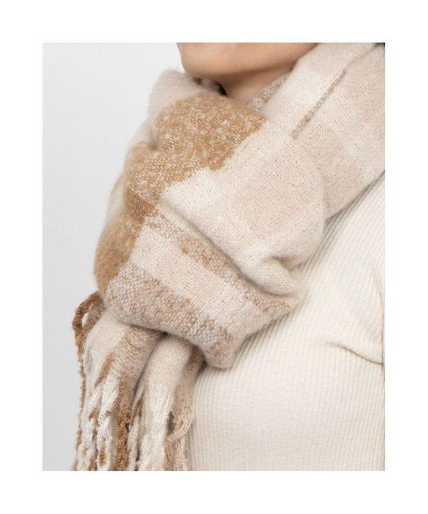 UNBILLION カシュネ cache nez / リサイクルポリニュートラルカラーチェックストール ベージュ