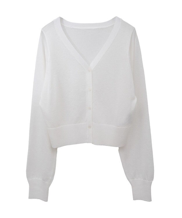 earth music&ecology シアーラメＶネックカーディガン Off White
