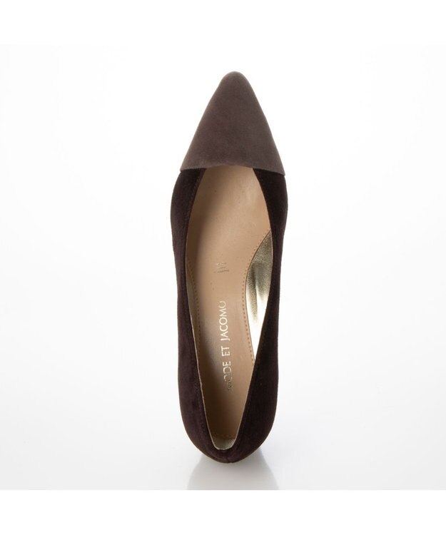 MODE ET JACOMO <MODE ET JACOMO>異素材コンビポインテッドトゥパンプス ダークブラウンスエード