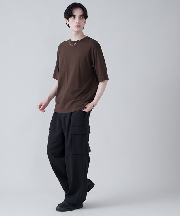 WEGO 【ユニセックス着用ITEM/綿100%/XSSMLサイズ展開】リラックスフィットコットンT ダークブラウン