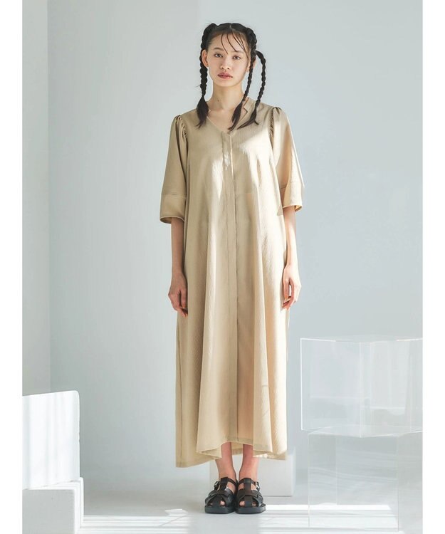 Green Parks ■ＥＳＣＡＲ　ランタンスリーブシャツワンピース Beige