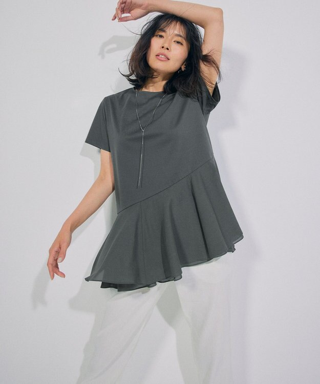 23区 【洗える】リネンレーヨンストレッチ テーパード パンツ ホワイト系