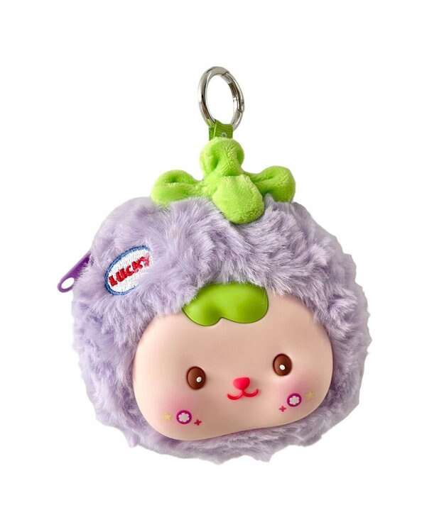 WEGO ぷっくりフルーツフェイスぬいぐるみキーホルダー パープル