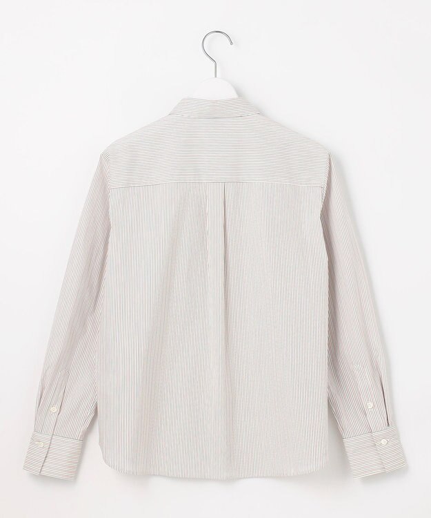 J.PRESS LADIES L 【洗える】BEZコットンナイロン ストライプ シャツカラー ブラウス ピンク×ホワイトストライプ系1