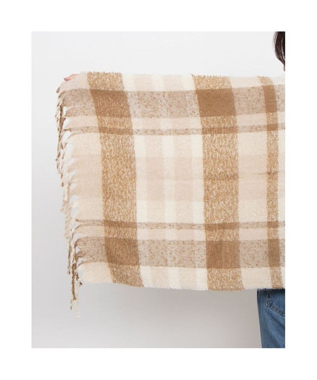 UNBILLION カシュネ cache nez / リサイクルポリニュートラルカラーチェックストール ベージュ