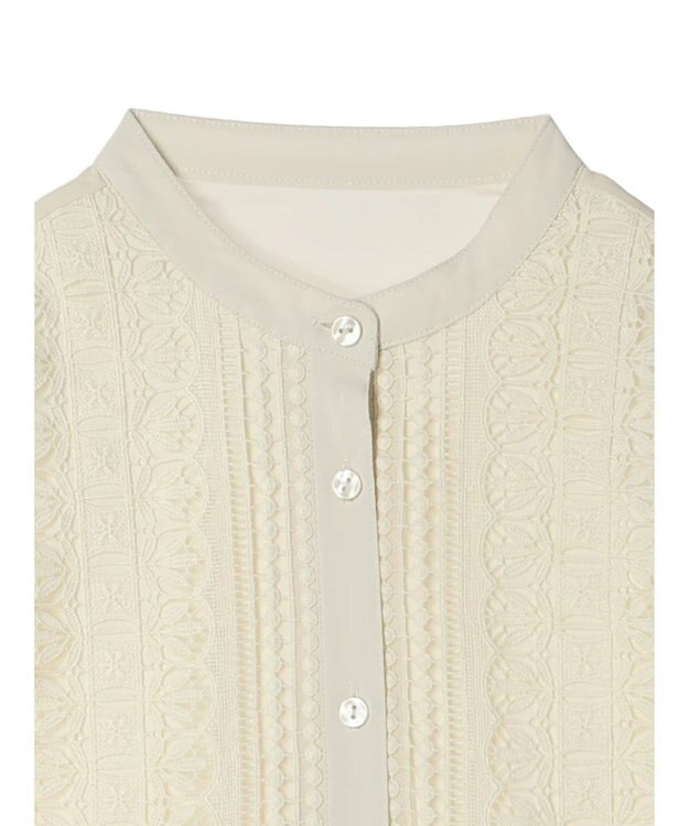 earth music&ecology フロントレースシフォンブラウス Light Yellow