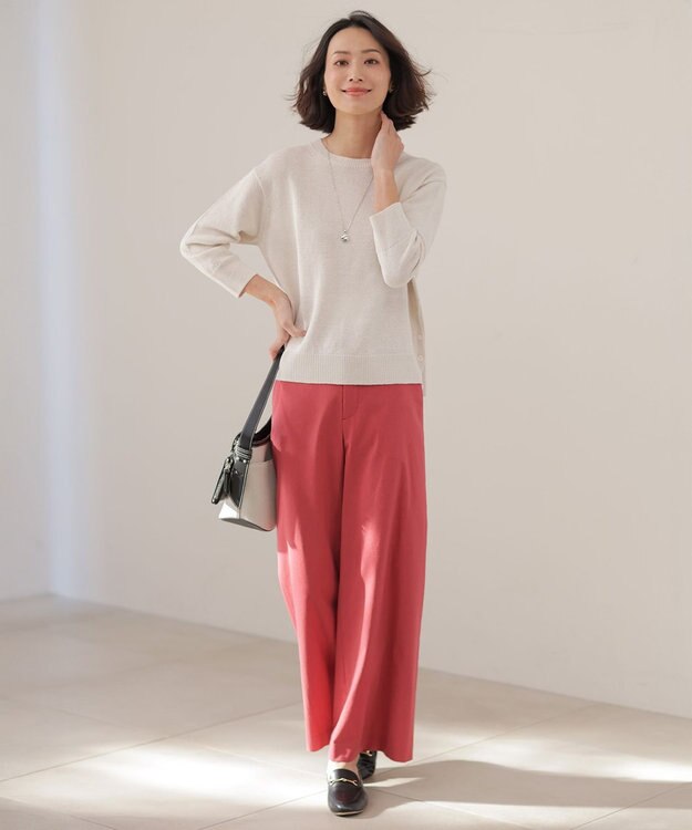 J.PRESS LADIES S DRY COMFORT クルーネック ニット ライトベージュ系