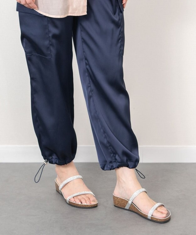 INTER-CHAUSSURES 【ITALIAN SHOEMAKERS】ラインストーンダブルストラップサンダル シルバー