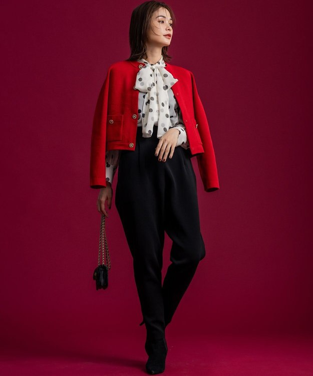 組曲 【組曲×setsuko sagittaire】AMOSSAニットタックパンツ ブラック系