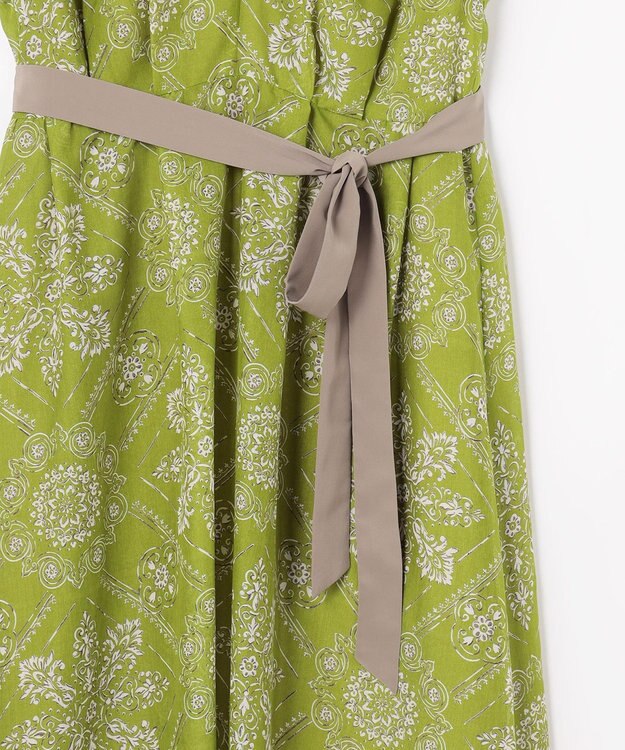 自由区 S 【カタログ掲載】ロータスタイルプリント ワンピース ピスタチオ