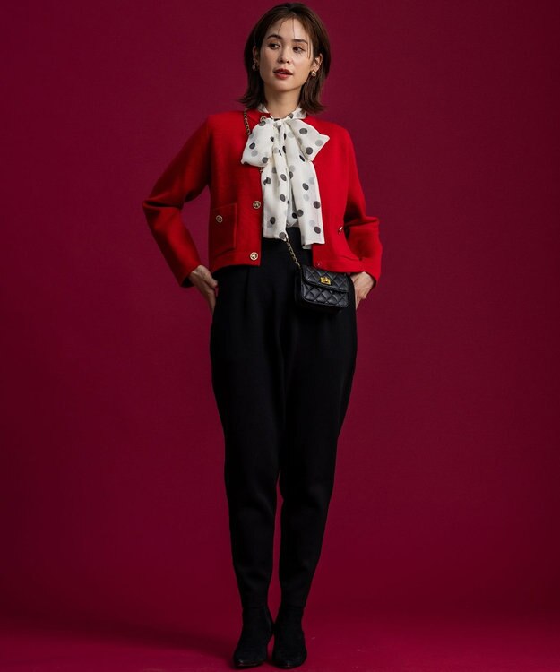 組曲 【組曲×setsuko sagittaire】AMOSSAニットタックパンツ ブラック系