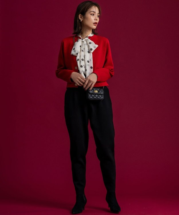 組曲 【組曲×setsuko sagittaire】AMOSSAニットタックパンツ ブラック系