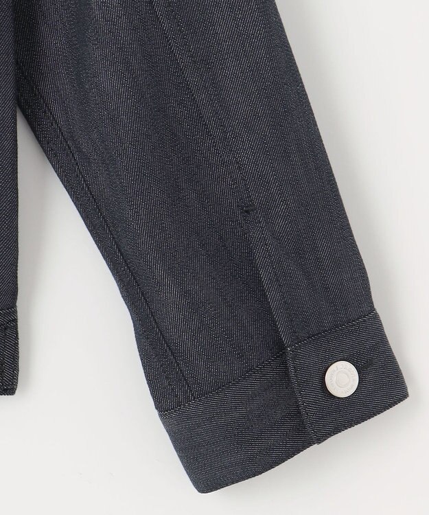 J.PRESS LADIES 【洗える】セルロースシャンブレー ノーカラー デニム ジャケット ネイビー系