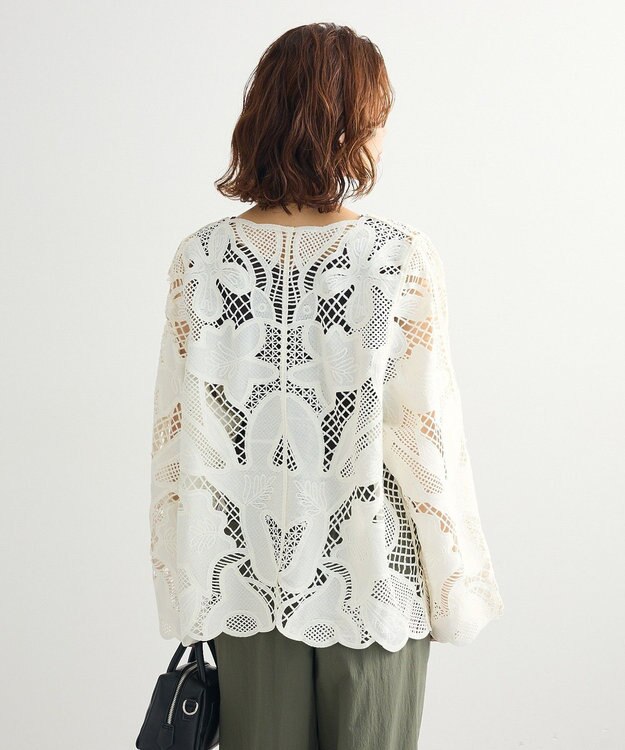 Green Parks ・ＥＬＥＮＣＡＲＥ　ＤＵＥ　レーシーカーディガン Ivory