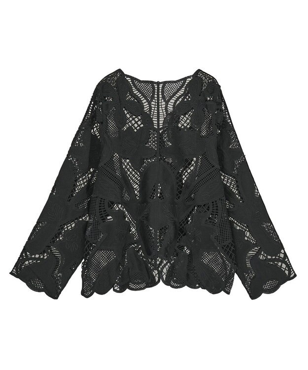 Green Parks ・ＥＬＥＮＣＡＲＥ　ＤＵＥ　レーシーカーディガン Black