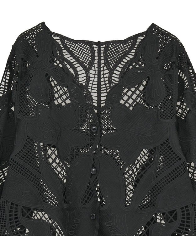 Green Parks ・ＥＬＥＮＣＡＲＥ　ＤＵＥ　レーシーカーディガン Black