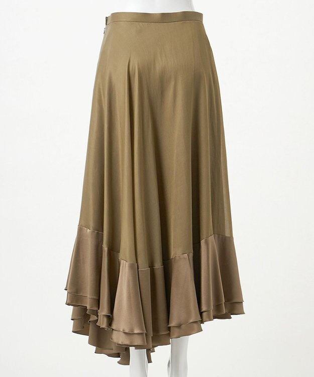 23区 【エステータ】ドレープサテン フレアスカート カーキ系