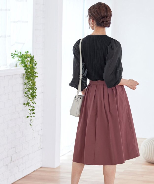 Tiaclasse フラップポケットタックフレアスカート ピンク