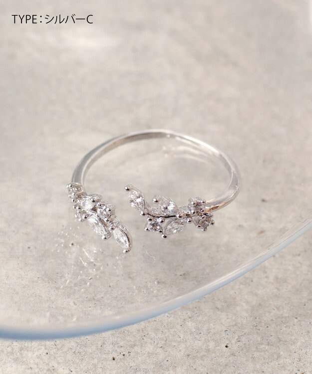 Tiaclasse ボタニカルモチーフストーンリング シルバーC