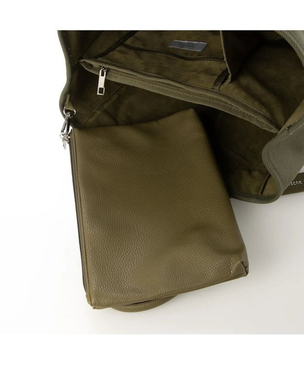 UNBILLION cachecache パーテーションキャンバストートバッグL カーキカーキ