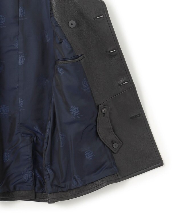 J.PRESS MEN ディアスキンレザーPコート ブラック系