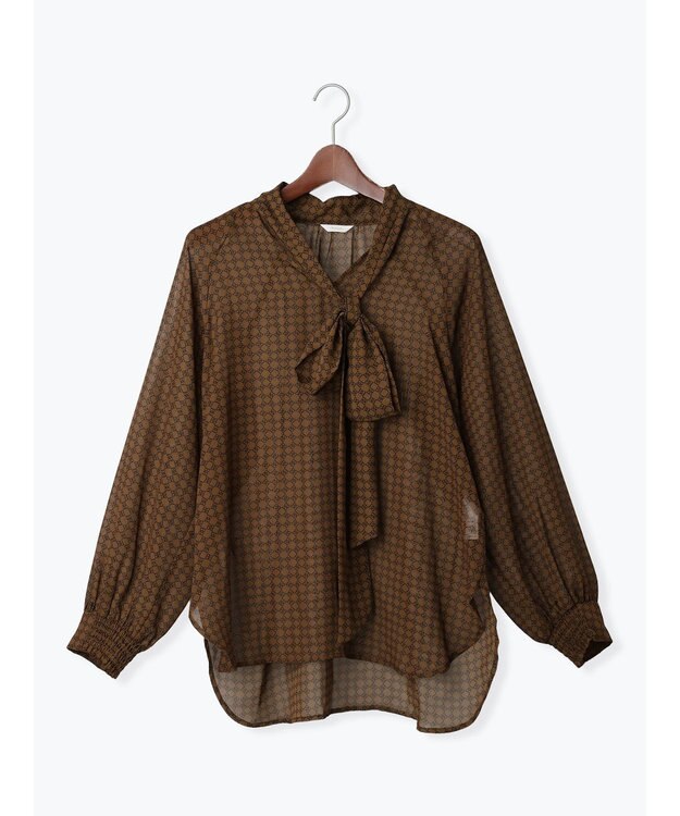 Te chichi パターンアソートシフォンボウタイブラウス《2025Autumn catalog vol.2 item》 ブラウン