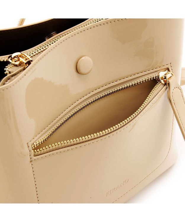 MioFIRANO スクエアエナメルハンドバッグ 2WAY　FIRANO フィラノ BEIGE