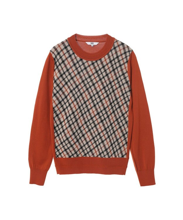 DAKS チェック ジャカードプルオーバー オレンジ