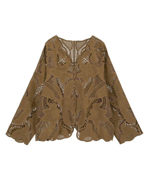 Green Parks ・ＥＬＥＮＣＡＲＥ　ＤＵＥ　レーシーカーディガン Camel