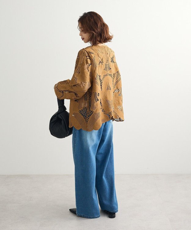 Green Parks ・ＥＬＥＮＣＡＲＥ　ＤＵＥ　レーシーカーディガン Camel