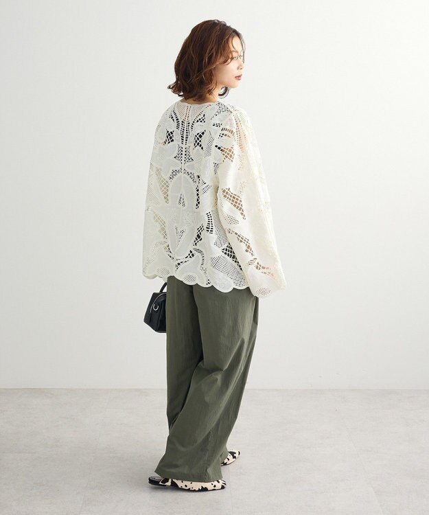 Green Parks ・ＥＬＥＮＣＡＲＥ　ＤＵＥ　レーシーカーディガン Ivory