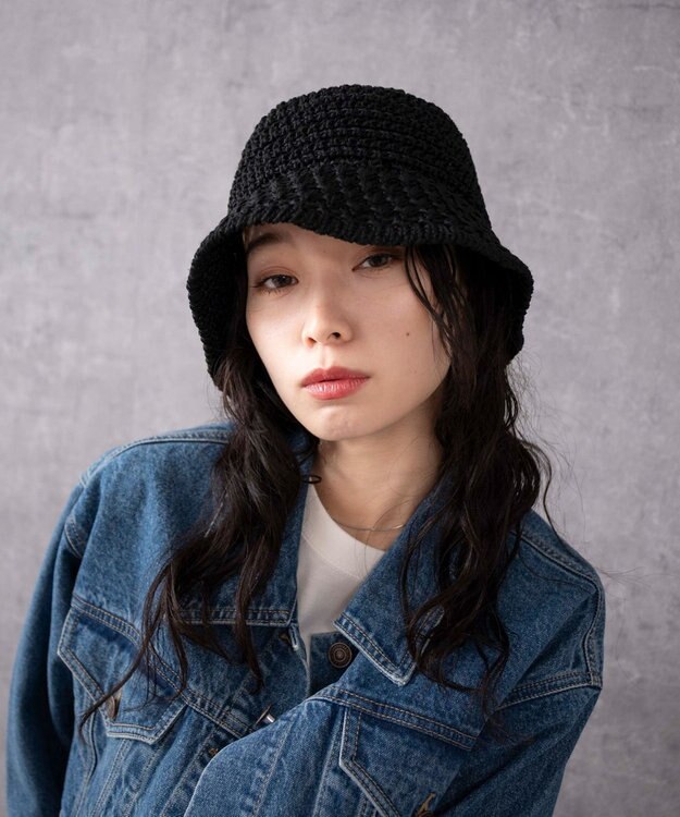 WEGO クロシェ編みハット ブラック