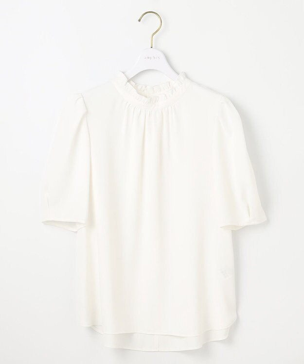 ANY SIS S 【洗える】フリルネックスタンド ブラウス オフ