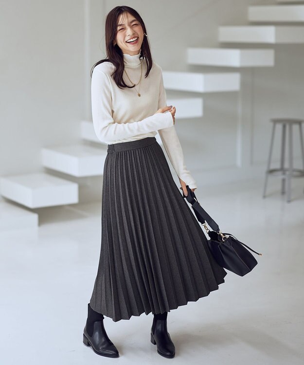 ANY L ウール混リブタートルネックカットソー エクリュ