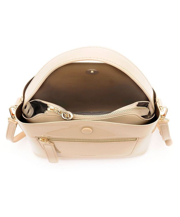 MioFIRANO スクエアエナメルハンドバッグ 2WAY　FIRANO フィラノ BEIGE