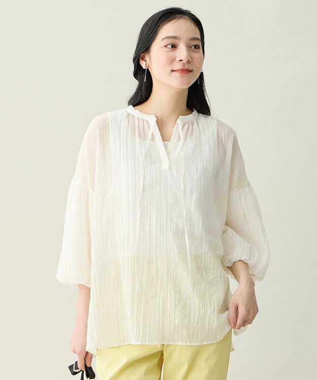 ANY L バルーンスリーブスキッパーブラウス エクリュ