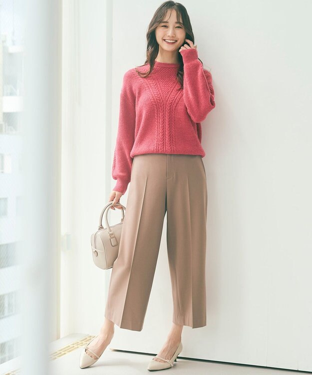 ANY SIS 【保温効果/ストレッチ】シリーズ累計13万枚突破！ビューティサーモ ワイドパンツ キャメル