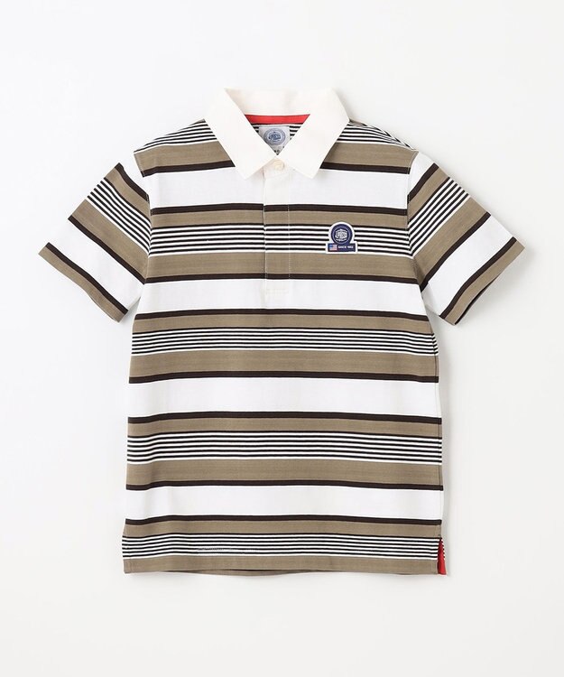 J.PRESS KIDS 【140-170cm】ボーダー ポロシャツ グレーベージュ系1