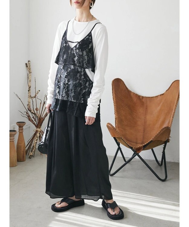 Green Parks AnriettMusee シアータックワイドパンツ Black