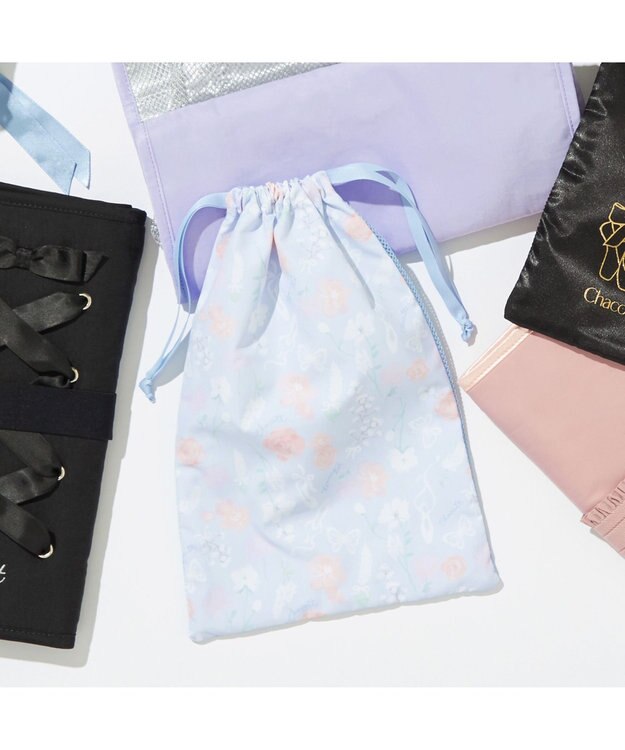 Chacott フラワー半メッシュ巾着M ベビーブルー