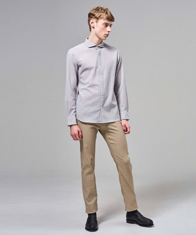 JOSEPH HOMME 【新モデル】トリコサッカーストレッチ 　ホリゾンタルカラーシャツ ライトグレー系