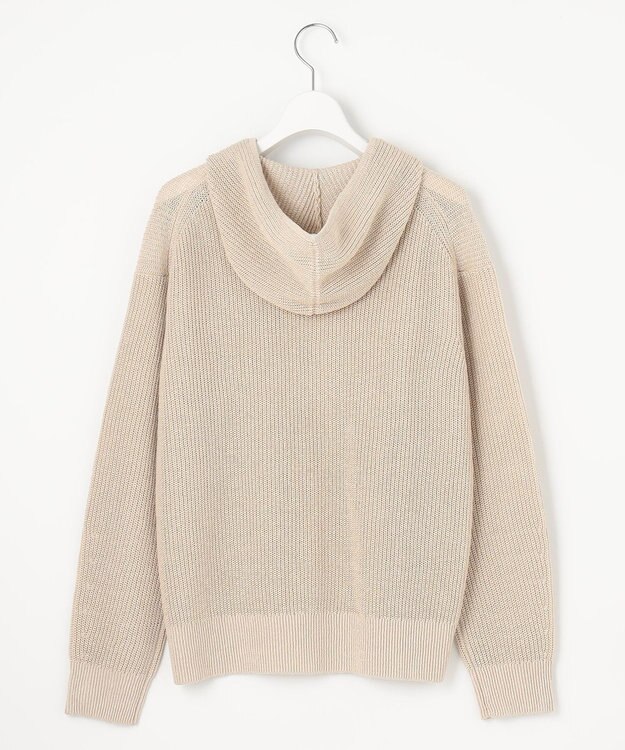 自由区 S 【洗える】リネンミドルゲージフーディ ニット フラックス