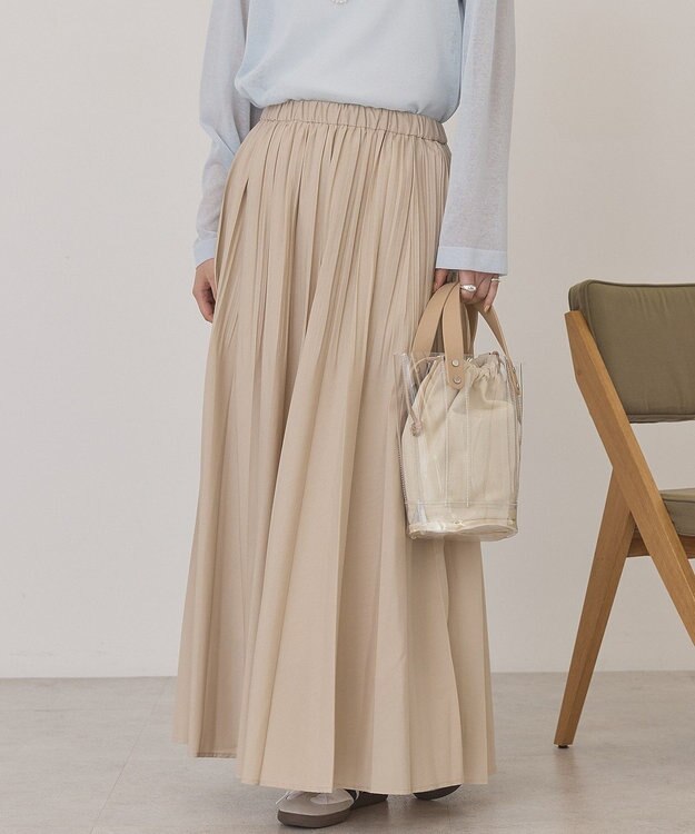 AMERICAN HOLIC 【選べる丈】シアープリーツスカート Beige