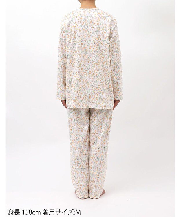 Wing 【数量限定　特別価格】 ウイング スリープ パジャマ 長袖 長ズボン 綿100％ スムース素材 レディース EP7991 ウイング／ワコール オレンジ