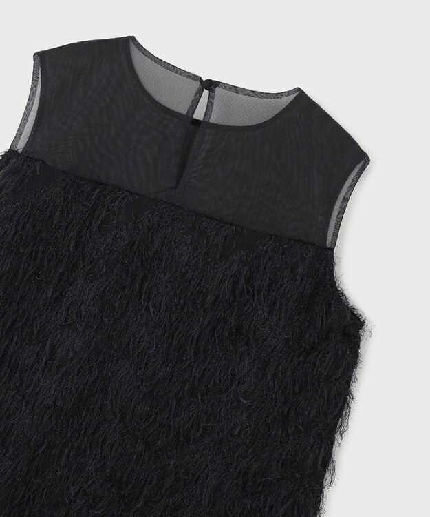 GRACE CONTINENTAL シアーフリンジノースリーブ ブラック