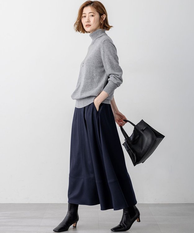 23区 L 【滝沢眞規子さん着用/Oggi掲載/洗える】ピュアカシミヤ タートルネック ニット ライトグレー系