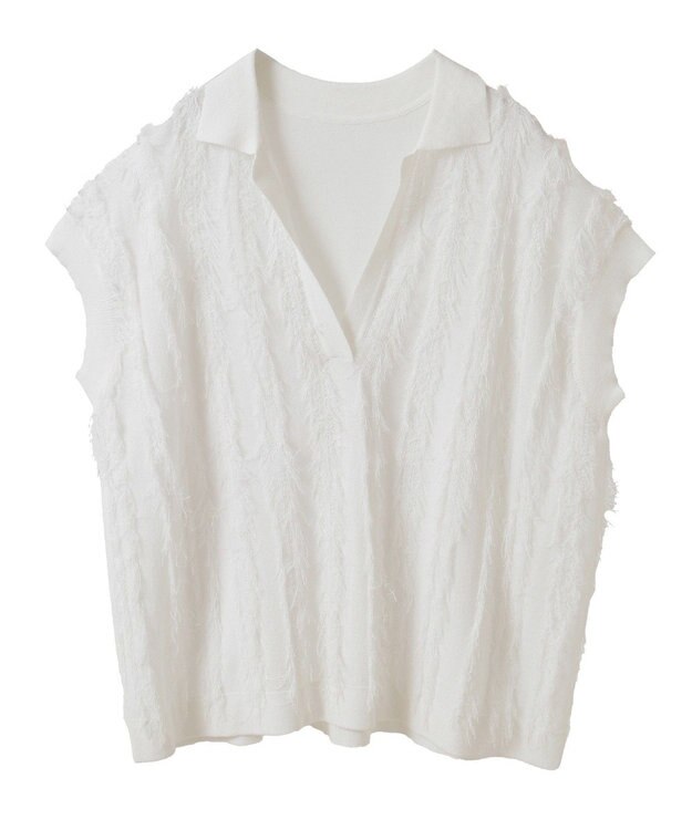 CRAFT STANDARD BOUTIQUE シアーフリンジスキッパーニットプルオーバー White