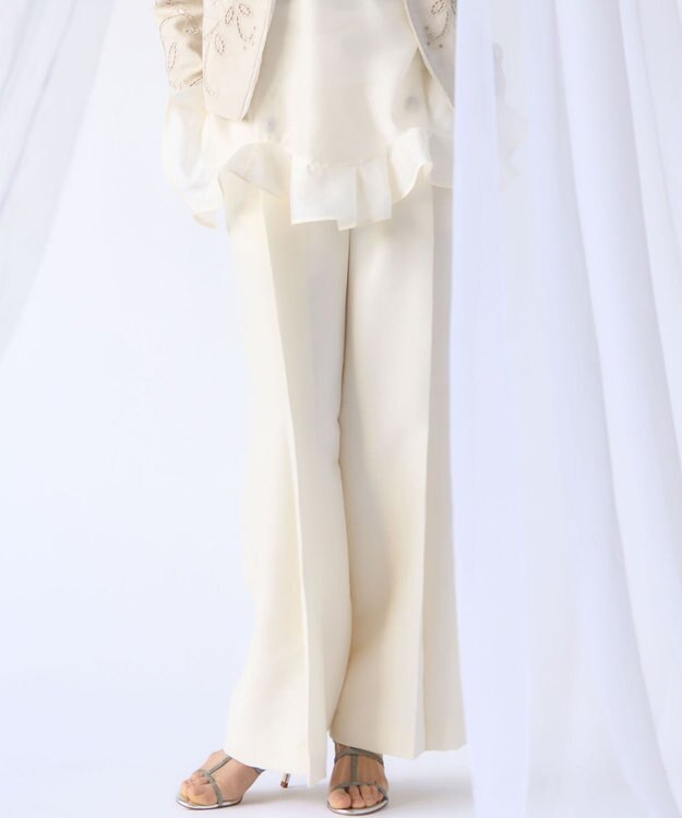 23区 【GOLD LABEL】ウールダブルクロス フロントボタン ワイドパンツ オフホワイト