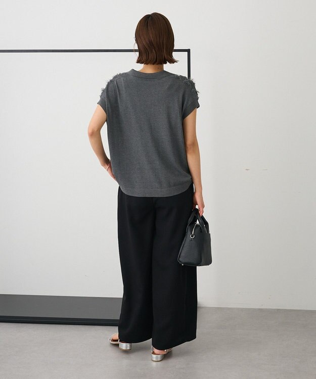 CRAFT STANDARD BOUTIQUE シアーフリンジスキッパーニットプルオーバー Charcoal Gray