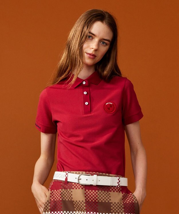 23区GOLF 【WOMEN】【吸水速乾・UVケア】カノコ 半袖ポロシャツ ワイン系